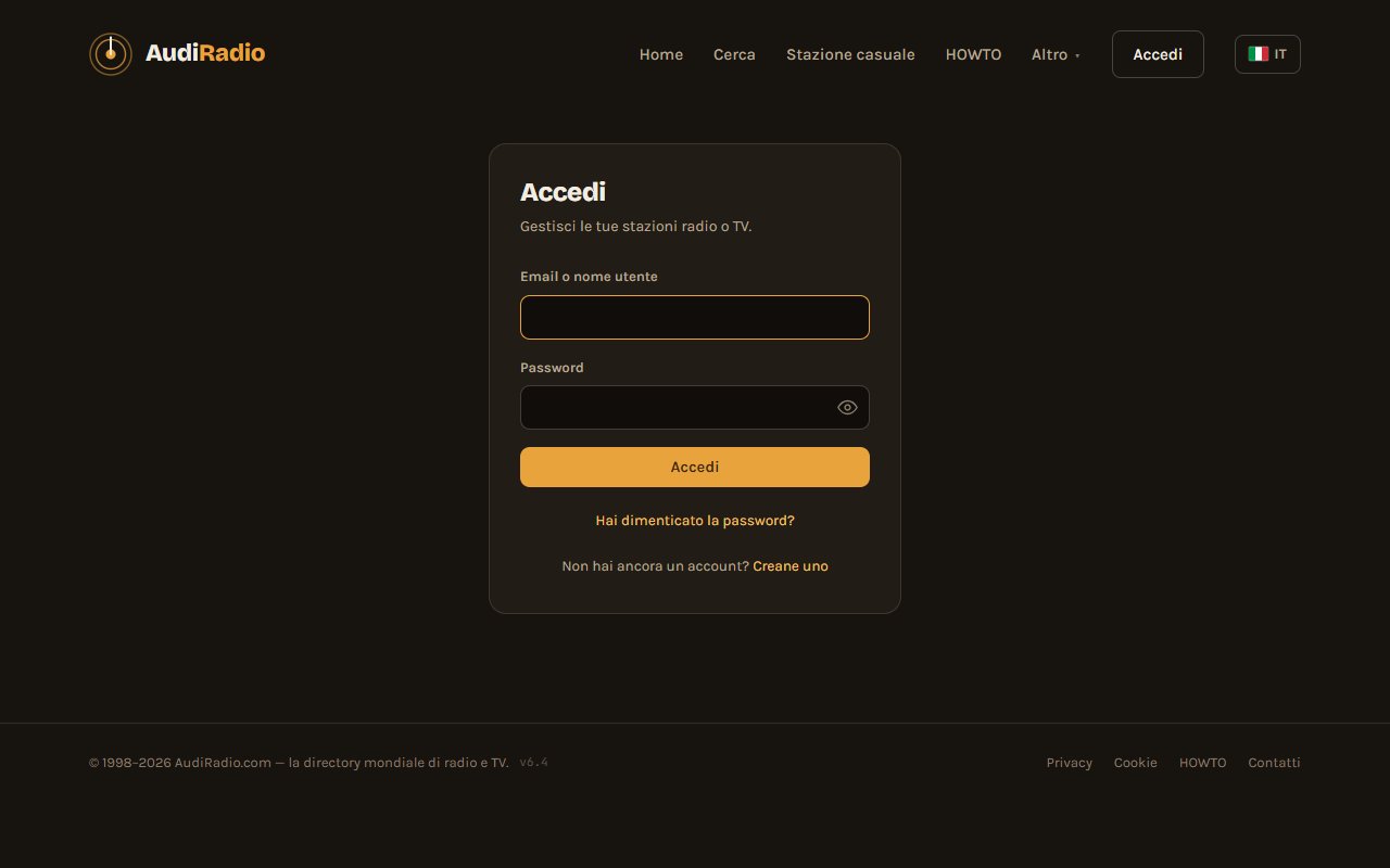 La pagina di accesso.